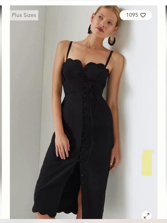 Anthropologie Dresses & Skirts - Anthropologie Black Scalloped Midi Dress